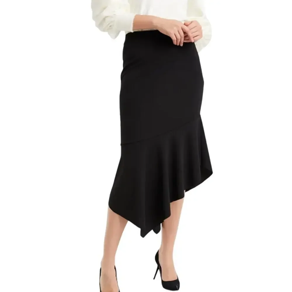 Laranor Skirt Womens 4xl Black Flywheel Detail Asymmetrical Cut Diver Crepe NWT - Picture 1 of 11
